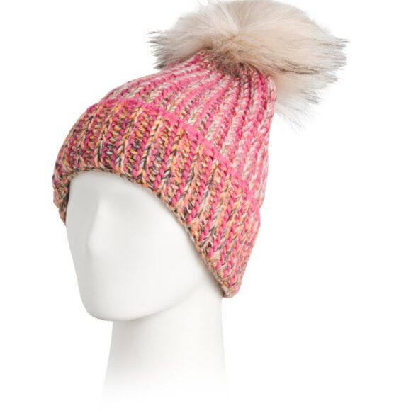 NEW STILESTRO Made In Italy Vertical Striped Beanie fuchsia for women 163tn - Picture 5 of 6
